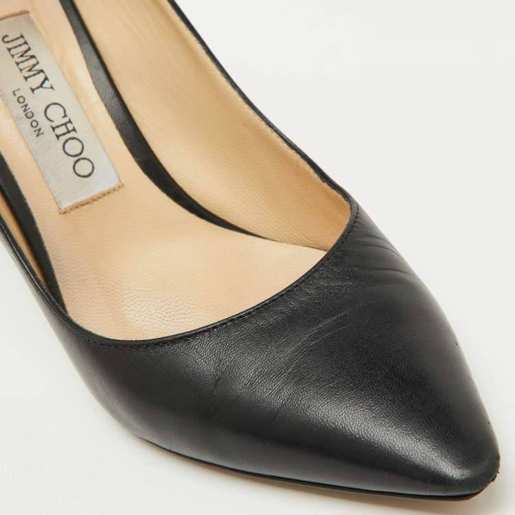 مملوكة مسبقًا  Jimmy Choo Black Leather Love Pointed Toe Pumps Size 36.5