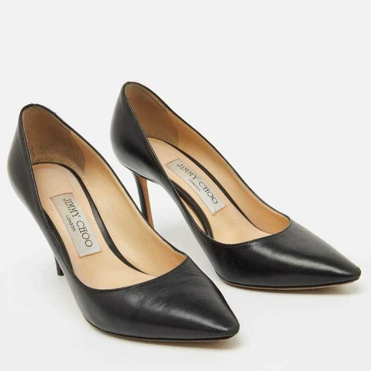 مملوكة مسبقًا  Jimmy Choo Black Leather Love Pointed Toe Pumps Size 36.5