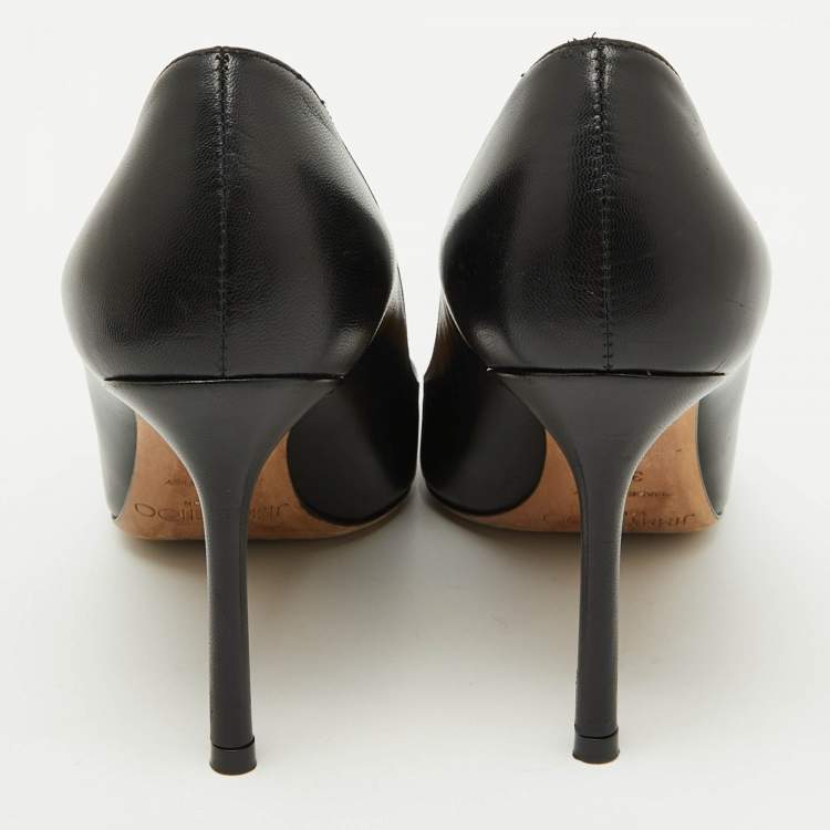 مملوكة مسبقًا  Jimmy Choo Black Leather Love Pointed Toe Pumps Size 36.5