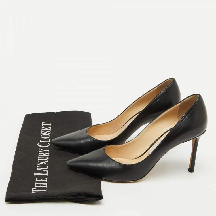 مملوكة مسبقًا  Jimmy Choo Black Leather Love Pointed Toe Pumps Size 36.5