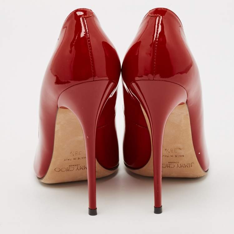 Pre Owned Jimmy Choo Red Patent Leather Love Pumps Size 38.5
