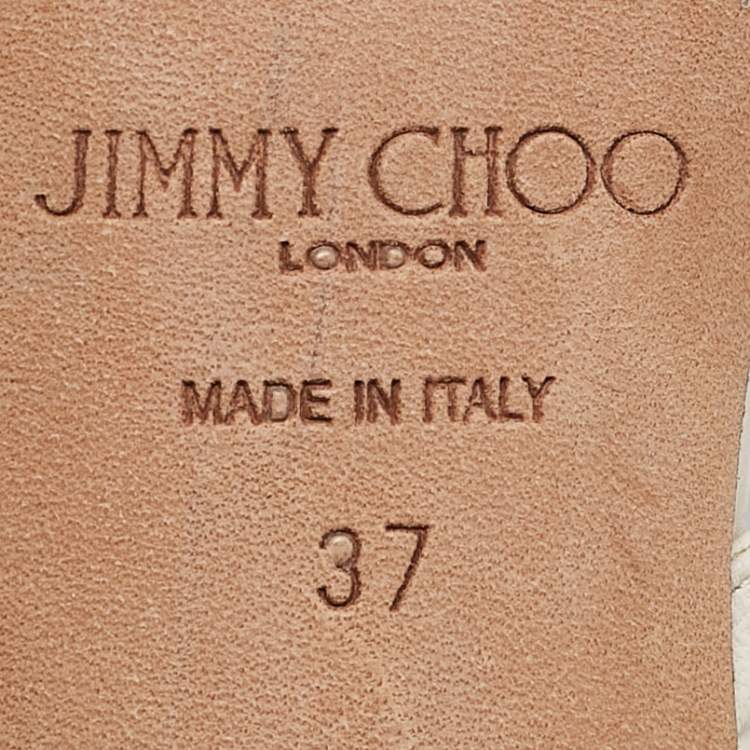 Pre Owned Jimmy Choo White Leather Strappy Slide Sandals Size 37