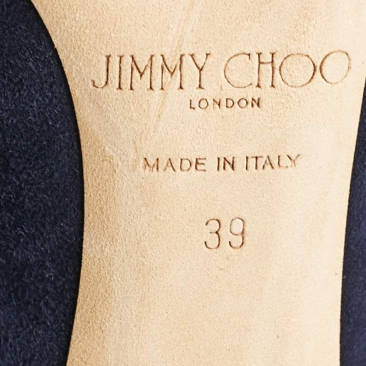 Pre Owned Jimmy Choo Navy Blue Suede Esam 85 Pumps Size 39
