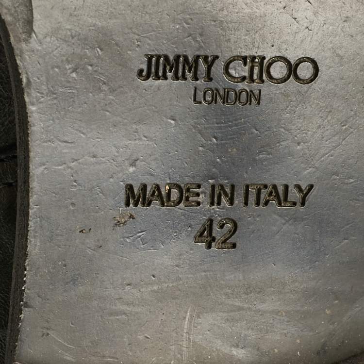 Pre Owned Jimmy Choo Black Leather Biker Boots Size 42