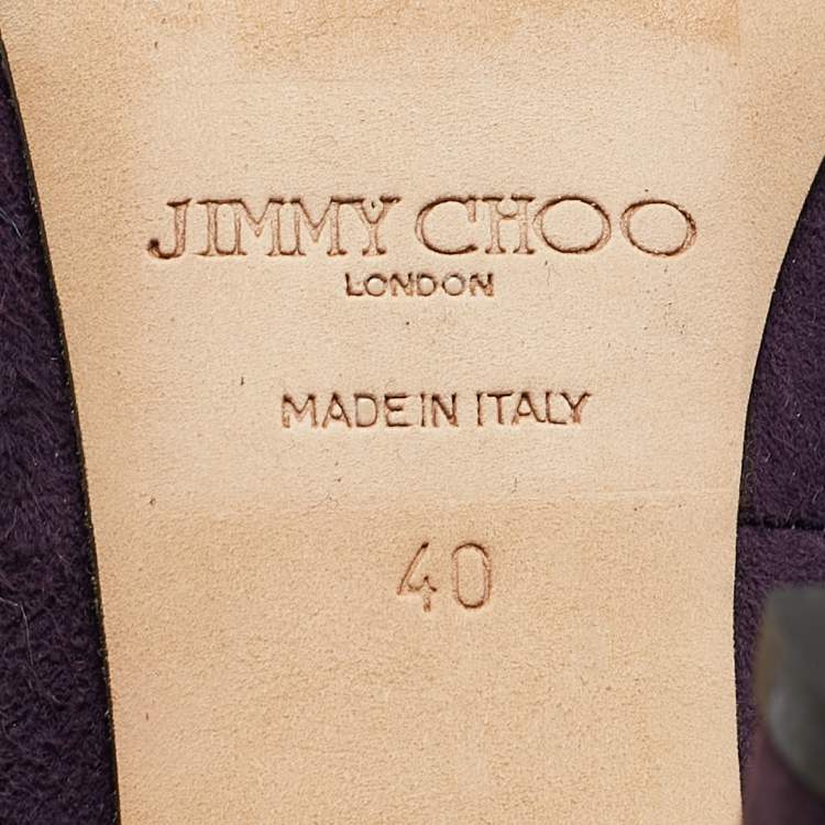 Pre Owned Jimmy Choo Purple Suede Floral Embroidered Chelan Ankle Wrap Pumps Size 40