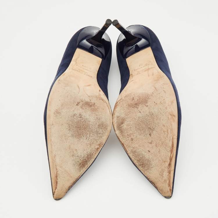 Pre Owned Jimmy Choo Navy Blue Suede Abel Pumps Size 39