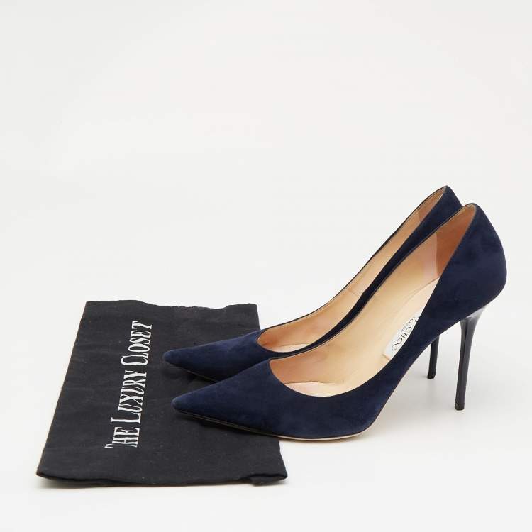 Pre Owned Jimmy Choo Navy Blue Suede Abel Pumps Size 39