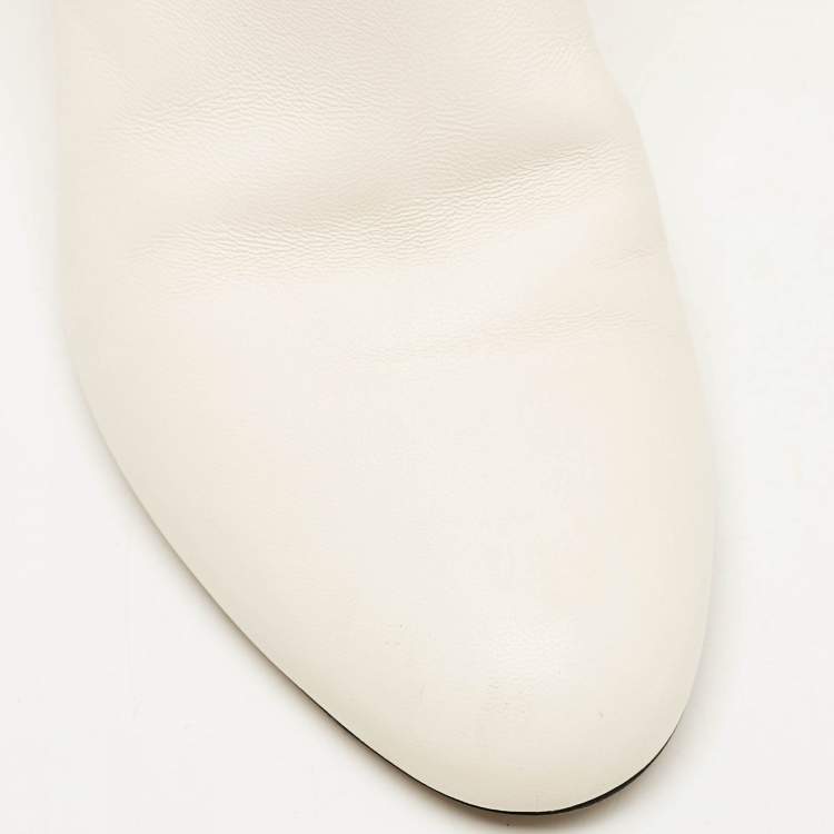 Pre Owned Jimmy Choo White Leather Maxyn Knee Length Boots Size 43