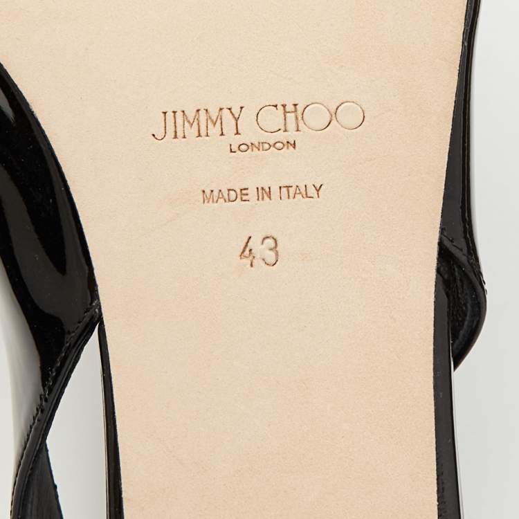 Pre Owned Jimmy Choo Black Patent Leather Block Heel Pumps Size 43