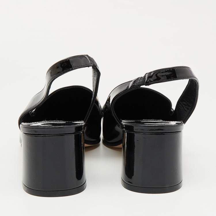 Pre Owned Jimmy Choo Black Patent Leather Block Heel Pumps Size 43