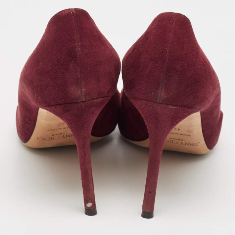 Pre Owned Jimmy Choo Burgundy Suede Romy Pumps Size 42