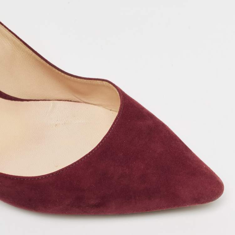 Pre Owned Jimmy Choo Burgundy Suede Romy Pumps Size 42