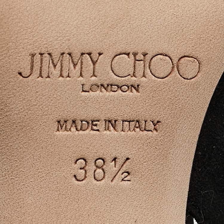 Pre Owned Jimmy Choo Black Suede and Feather Tacey Slingback Pumps Size 38.5