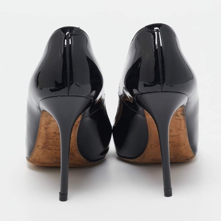 Pre Owned Jimmy Choo Black Patent Leather Romy Pumps Size 38.5