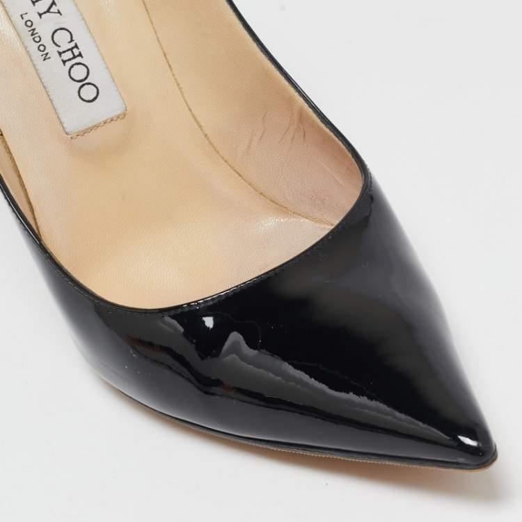 Pre Owned Jimmy Choo Black Patent Leather Romy Pumps Size 38.5