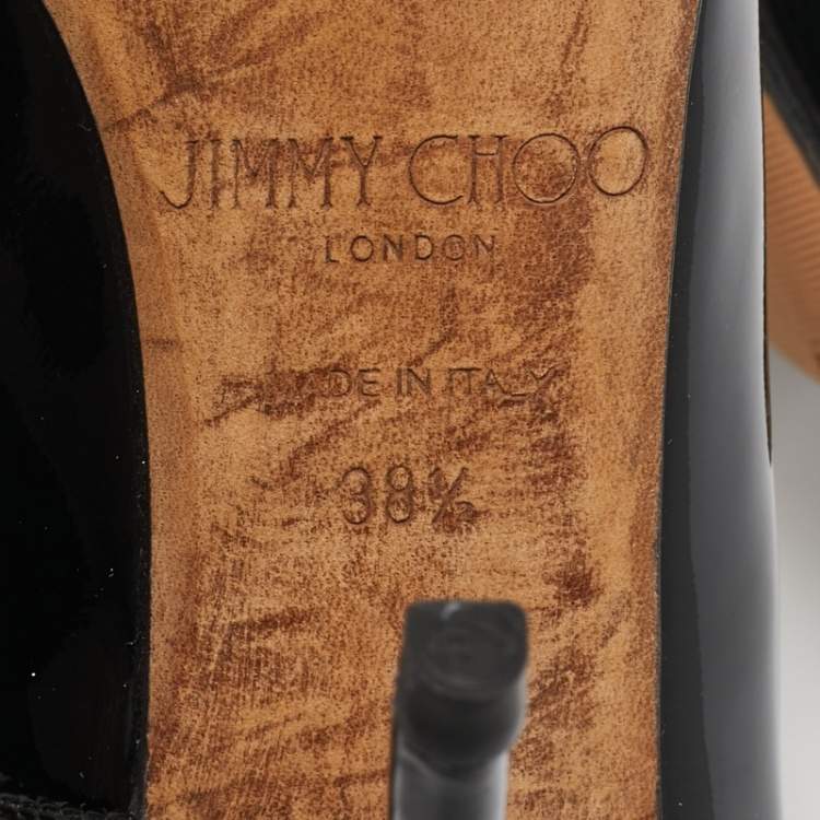 Pre Owned Jimmy Choo Black Patent Leather Romy Pumps Size 38.5