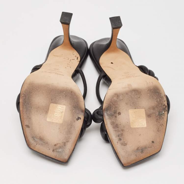 مملوكة مس�بقًا Jimmy Choo Black Leather Diosa Slide Sandals Size 39