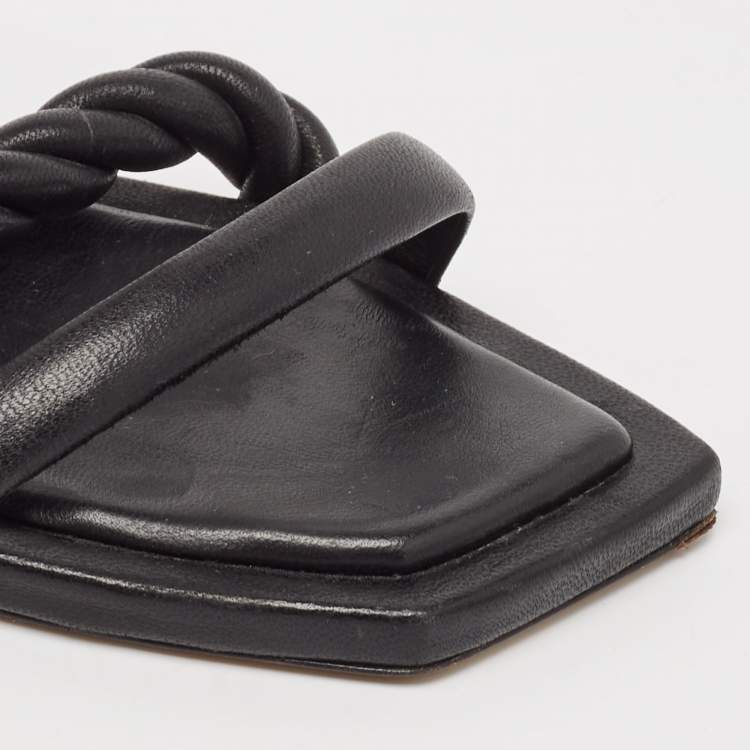 مملوكة مسبقًا Jimmy Choo Black Leather Diosa Slide Sandals Size 39