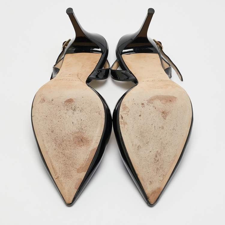 مملوكة مسبقًا Jimmy Choo Black Patent Leather Tilly Slingback Pumps Size 39