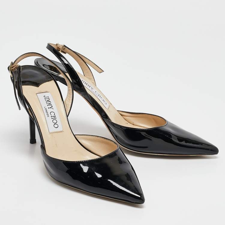 مملوكة مسبقًا Jimmy Choo Black Patent Leather Tilly Slingback Pumps Size 39