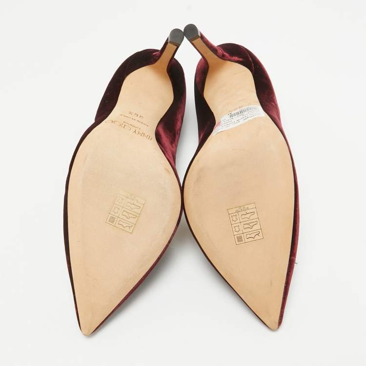 مملوكة مسبقًا Jimmy Choo Exclusive Collection Burgundy Velvet Amanda Pumps Size 36.5
