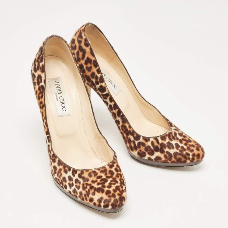 Pre Owned Jimmy Choo Brown Calf Hair Romy Pumps Size 38