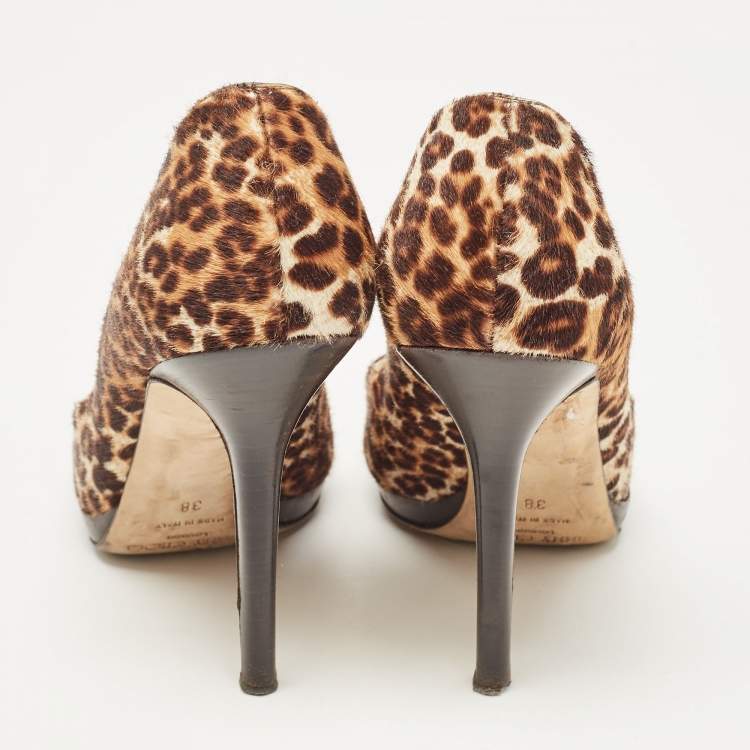 Pre Owned Jimmy Choo Brown Calf Hair Romy Pumps Size 38