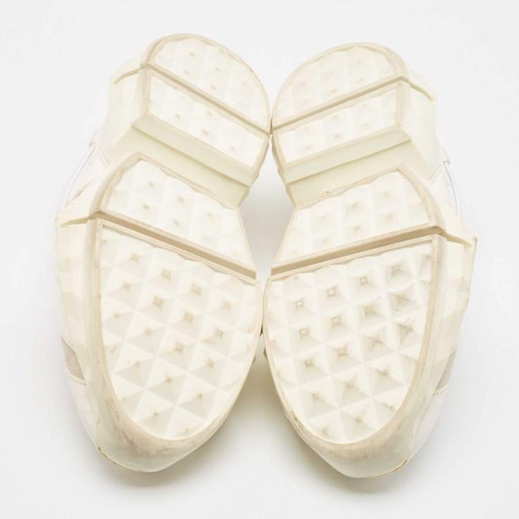 Pre Owned Jimmy Choo White Leather and Mesh Diamond Trial Sneakers Size 39