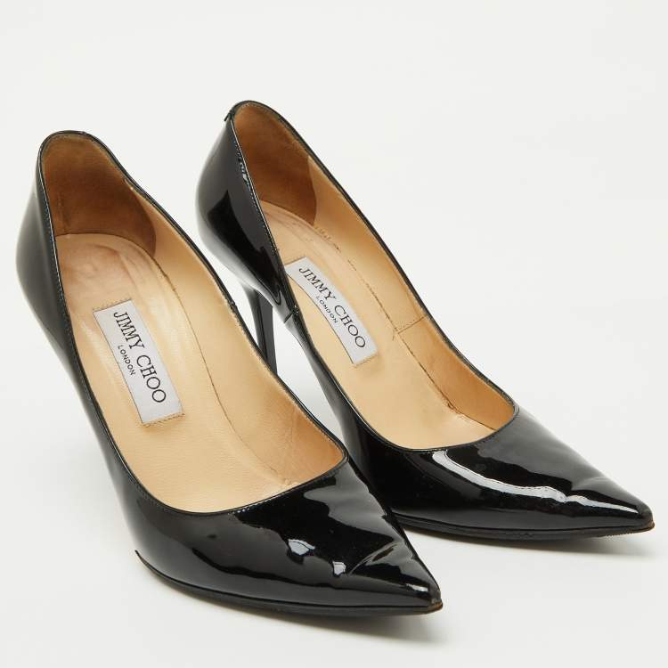Pre Owned Jimmy Choo Black Patent Leather Romy Pointed Toe Pumps Size 38