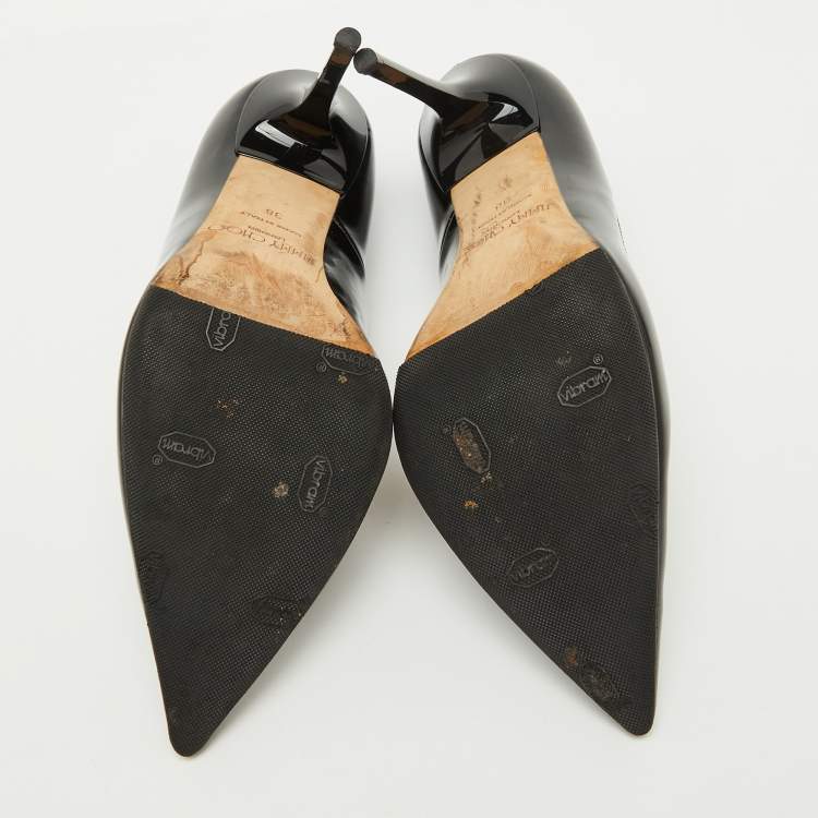 Pre Owned Jimmy Choo Black Patent Leather Romy Pointed Toe Pumps Size 38