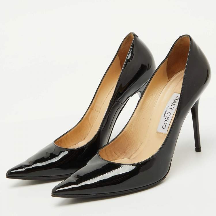 Pre Owned Jimmy Choo Black Patent Leather Romy Pointed Toe Pumps Size 38