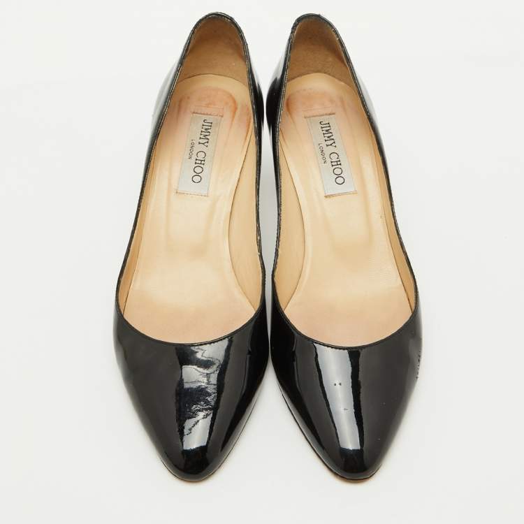 Pre Owned Jimmy Choo Black Patent Leather Pumps Size 39