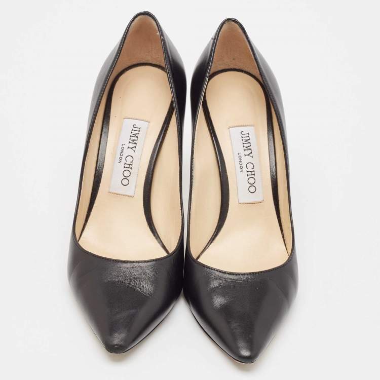 Pre Owned Jimmy Choo Black Leather Romy Pumps Size 37