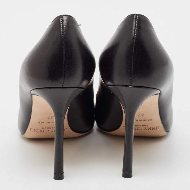Pre Owned Jimmy Choo Black Leather Romy Pumps Size 37
