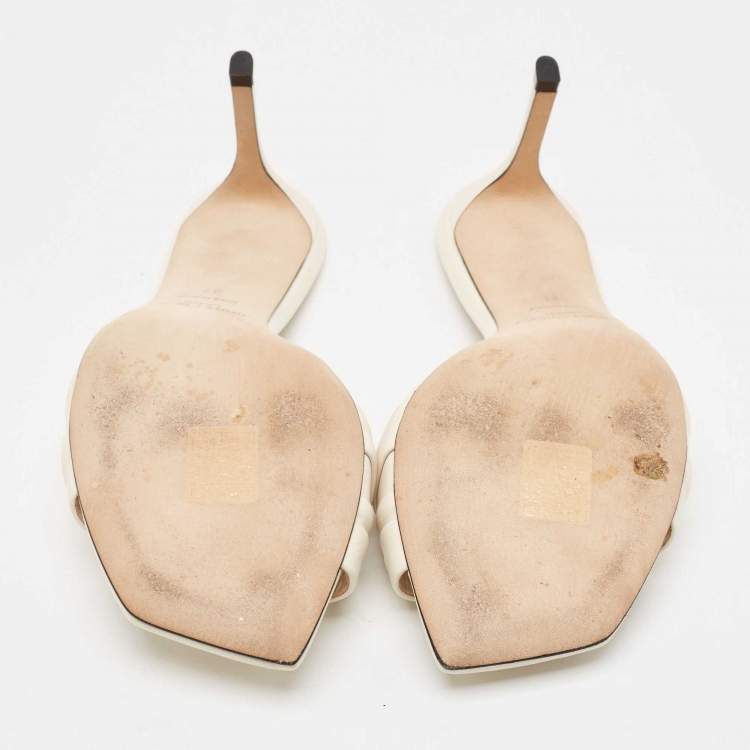 Pre Owned Jimmy Choo Cream Leather Slide Sandals Size 37