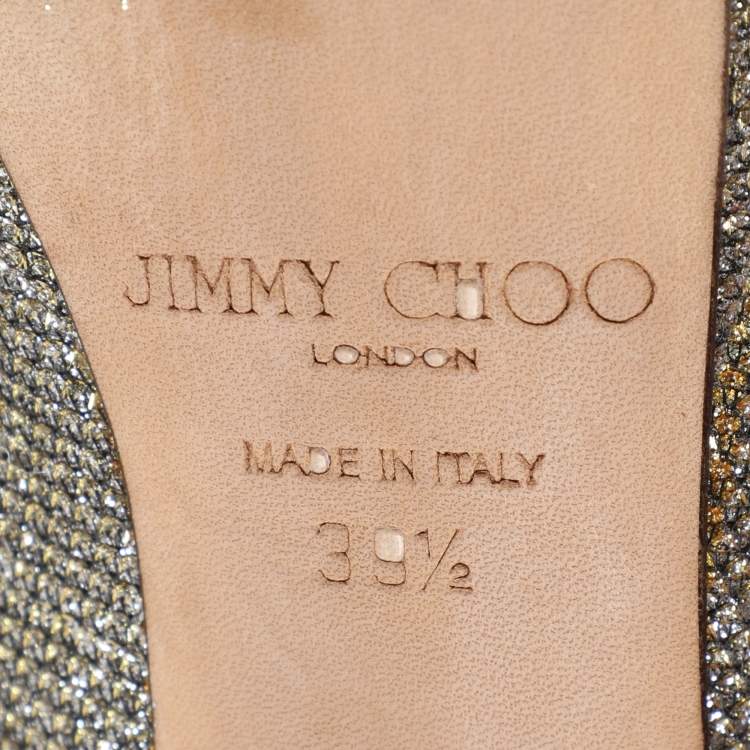 Pre Owned Jimmy Choo Gold Coarse Glitter Eros Platform Pumps Size 39.5