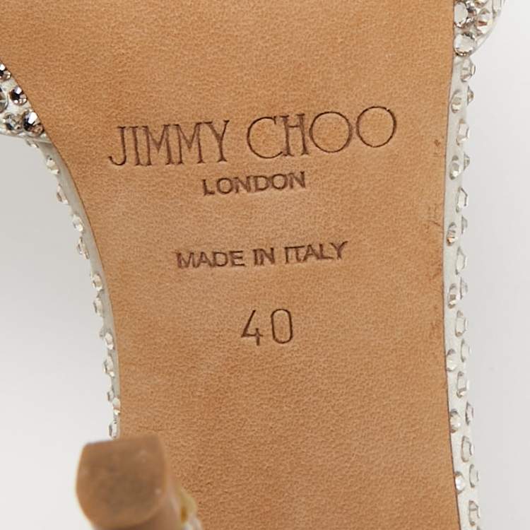 مملوكة مسبقًا Jimmy Choo Gold Satin Crystal Embellished Saeda Pumps Size 40