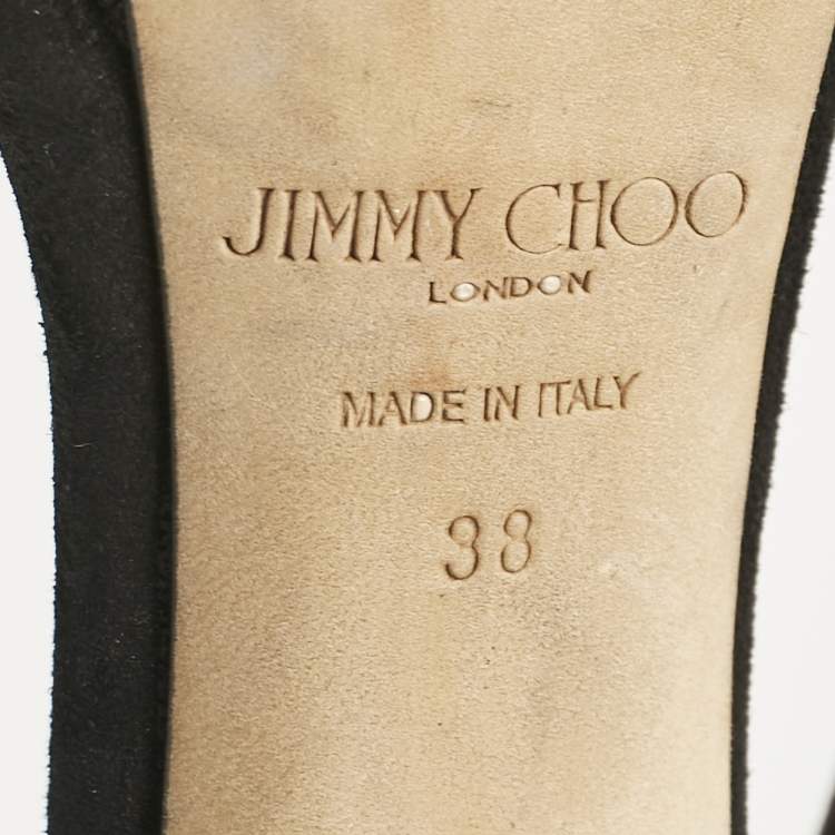 Pre Owned Jimmy Choo Black Suede Misty Ankle Strap Sandals Size 38