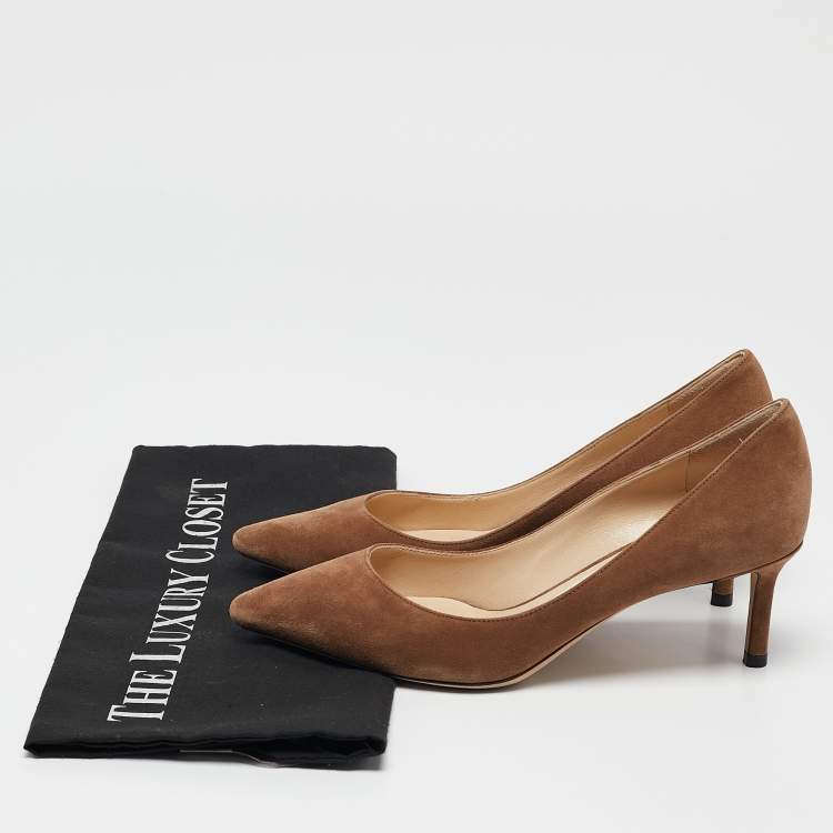 Pre Owned Jimmy Choo Brown Suede Romy Pointed Toe Pumps Size 35