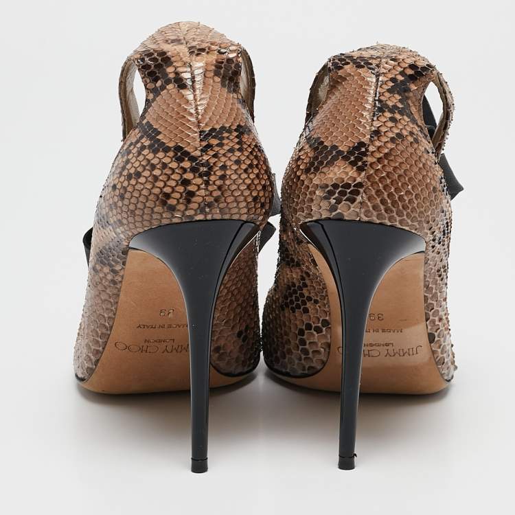 Pre Owned Jimmy Choo Two Tone Snakeskin Leather Ankle Strap Pumps Size 39