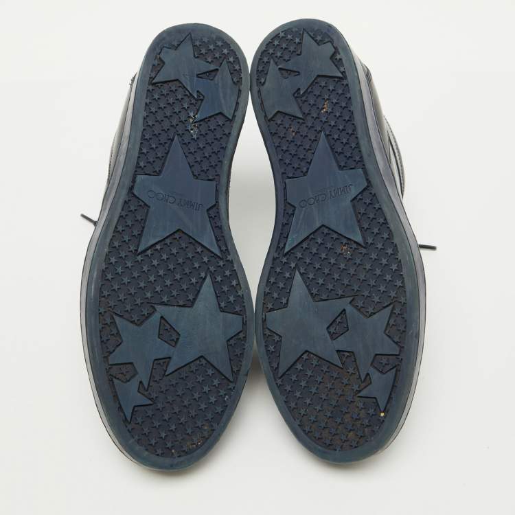 Pre Owned Jimmy Choo Navy Blue Leather Low Top Sneakers Size 38