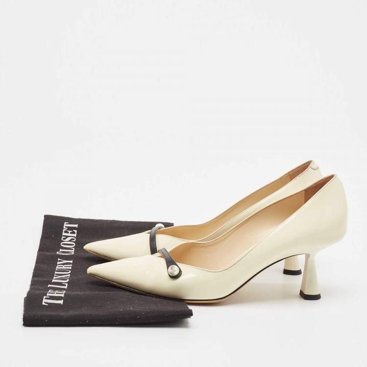 Pre Owned Jimmy Choo Cream Patent Leather Rosalie Pumps Size 36