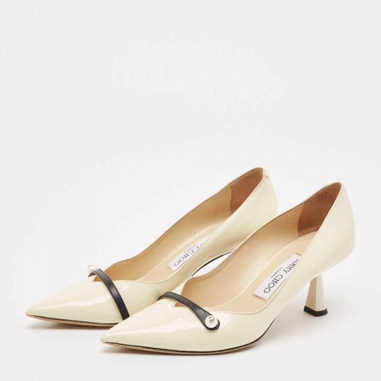 Pre Owned Jimmy Choo Cream Patent Leather Rosalie Pumps Size 36
