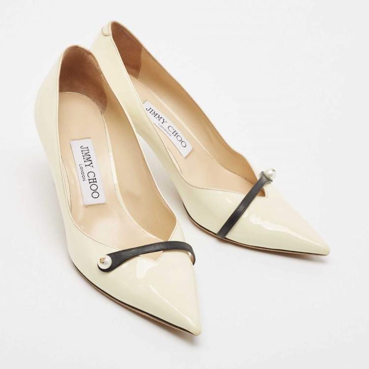 Pre Owned Jimmy Choo Cream Patent Leather Rosalie Pumps Size 36