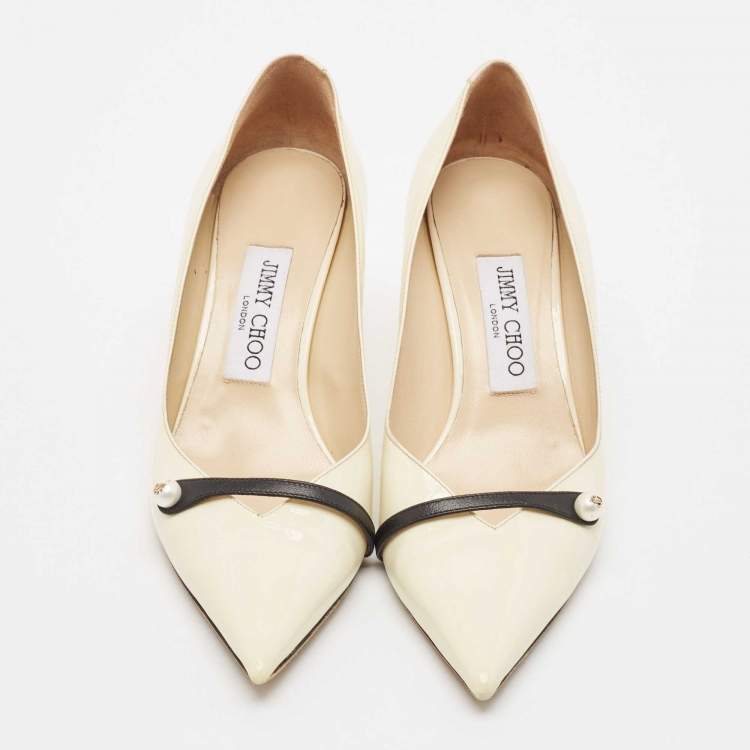 Pre Owned Jimmy Choo Cream Patent Leather Rosalie Pumps Size 36