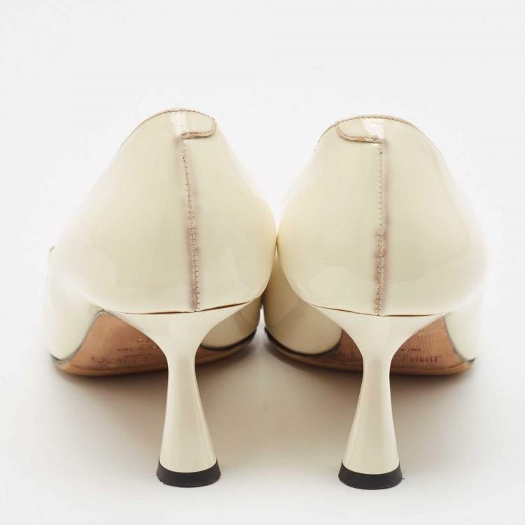 Pre Owned Jimmy Choo Cream Patent Leather Rosalie Pumps Size 36
