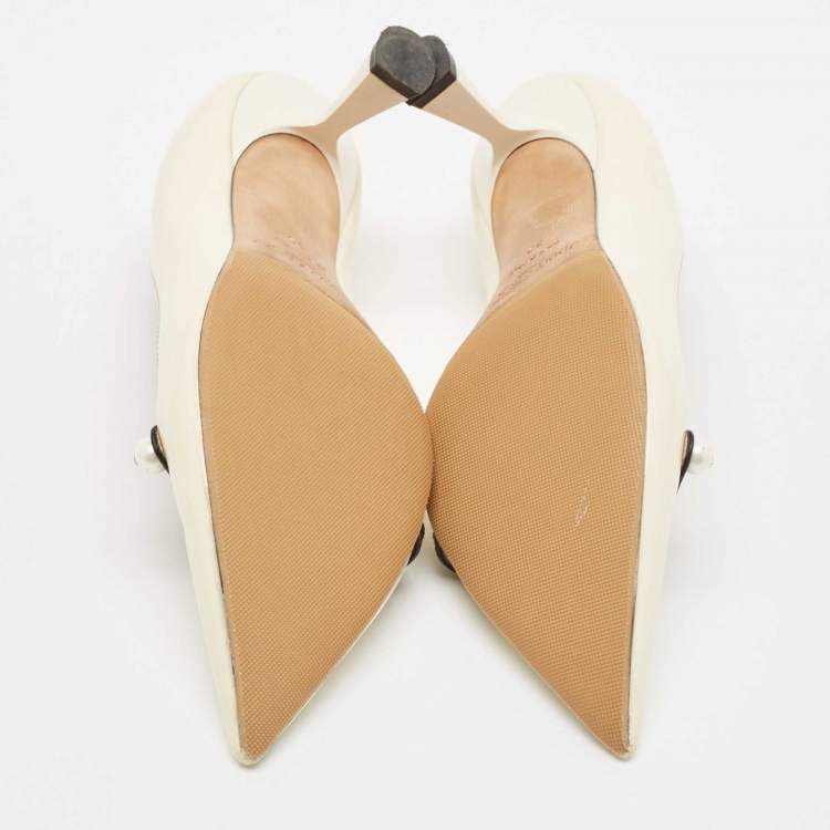 Pre Owned Jimmy Choo Cream Patent Leather Rosalie Pumps Size 36