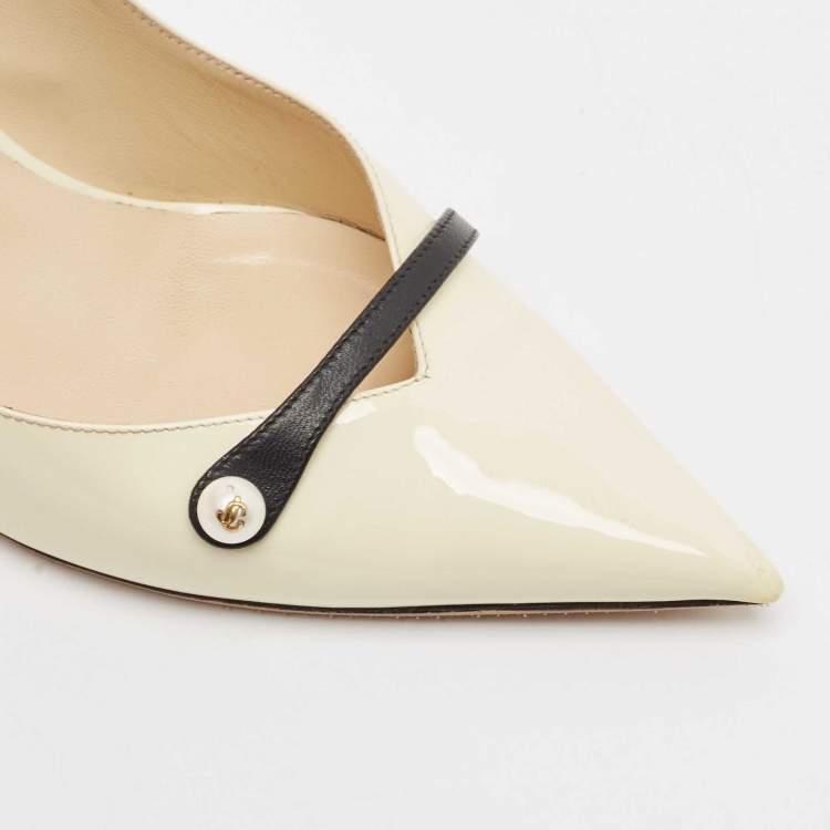 Pre Owned Jimmy Choo Cream Patent Leather Rosalie Pumps Size 36