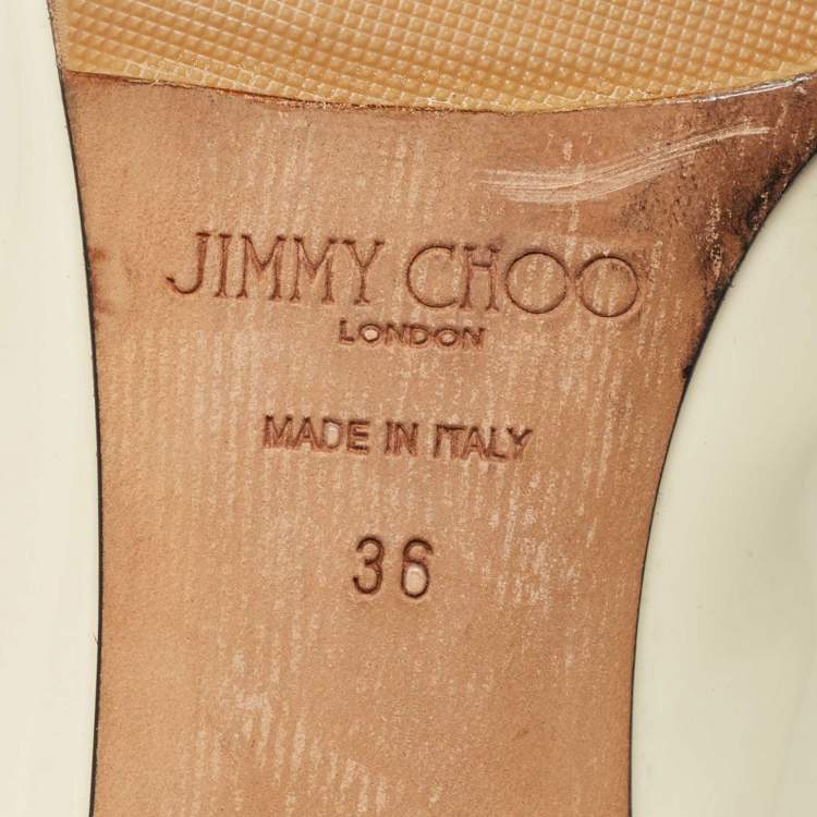 Pre Owned Jimmy Choo Cream Patent Leather Rosalie Pumps Size 36