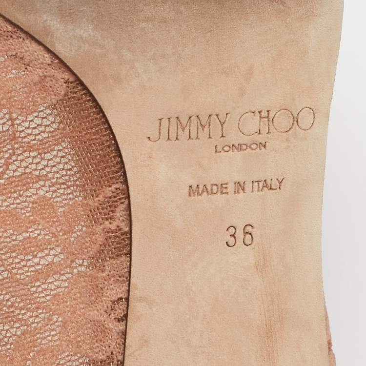 Pre Owned Jimmy Choo Pink Lace and Mesh Love Pumps Size 36
